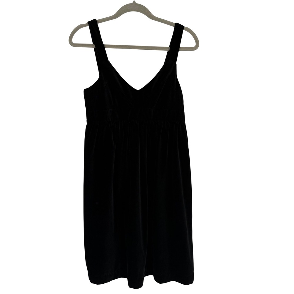 Lands End Canvas Velvet Dress Womens 8 Blact Empire Waist V-Neck